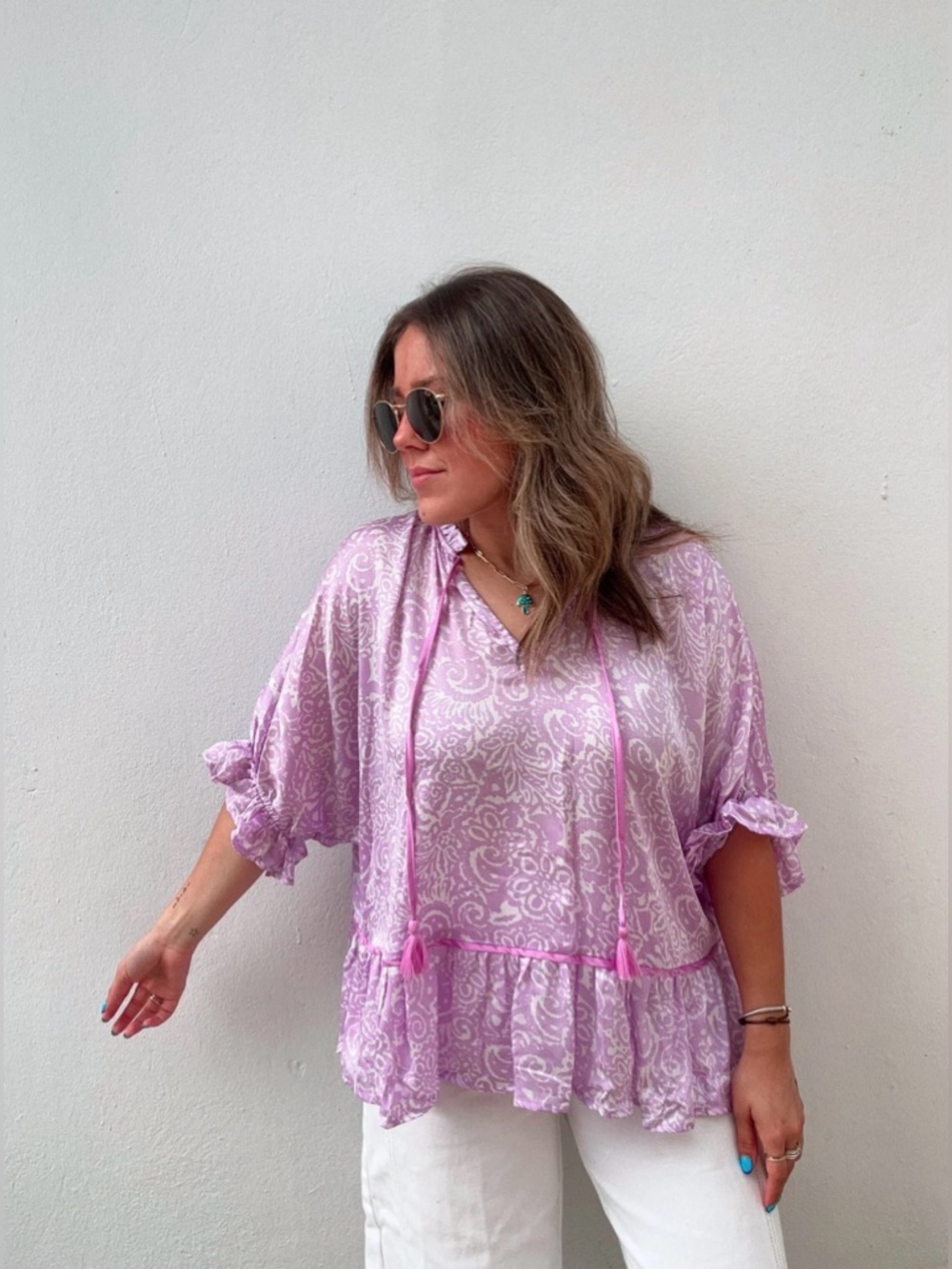NWT Umgee Lavender Paisley Blouse Size Small